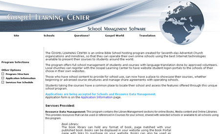Gospel Learning Center website home page
